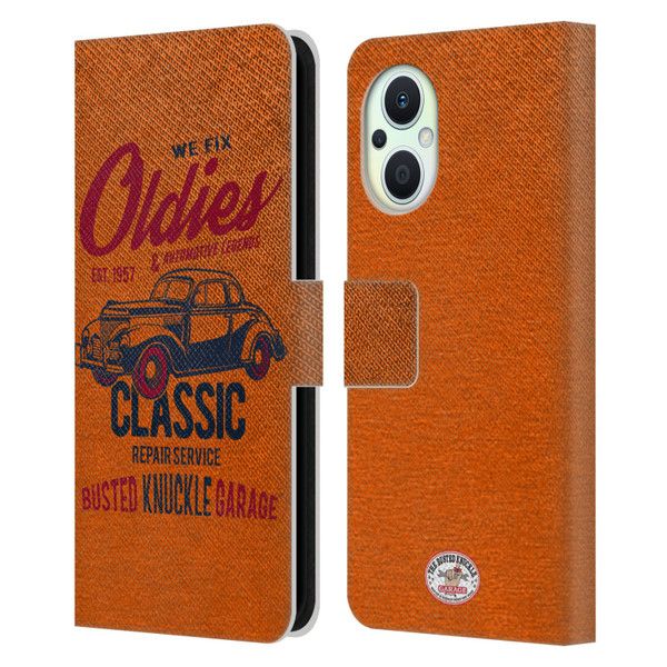 Busted Knuckle Garage Graphics Classic Leather Book Wallet Case Cover For OPPO Reno8 Lite