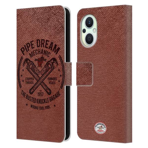 Busted Knuckle Garage Graphics Pipe Dream Leather Book Wallet Case Cover For OPPO Reno8 Lite