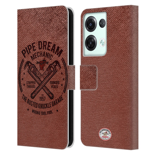 Busted Knuckle Garage Graphics Pipe Dream Leather Book Wallet Case Cover For OPPO Reno8 Pro