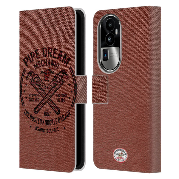 Busted Knuckle Garage Graphics Pipe Dream Leather Book Wallet Case Cover For OPPO Reno10 Pro+