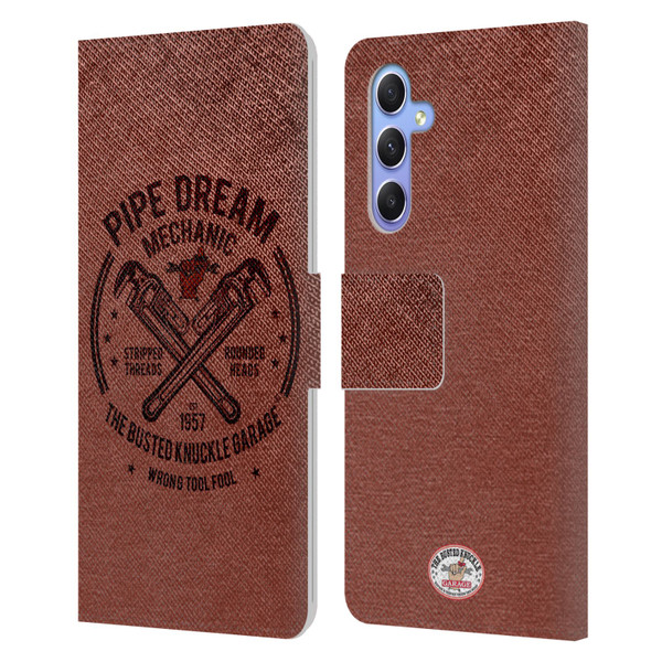 Busted Knuckle Garage Graphics Pipe Dream Leather Book Wallet Case Cover For Samsung Galaxy A34 5G
