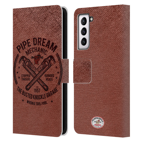 Busted Knuckle Garage Graphics Pipe Dream Leather Book Wallet Case Cover For Samsung Galaxy S21 5G