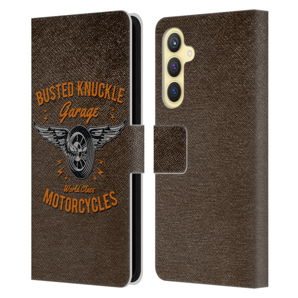 Busted Knuckle Garage Graphics Motorcycles Leather Book Wallet Case Cover For Samsung Galaxy S23 FE 5G