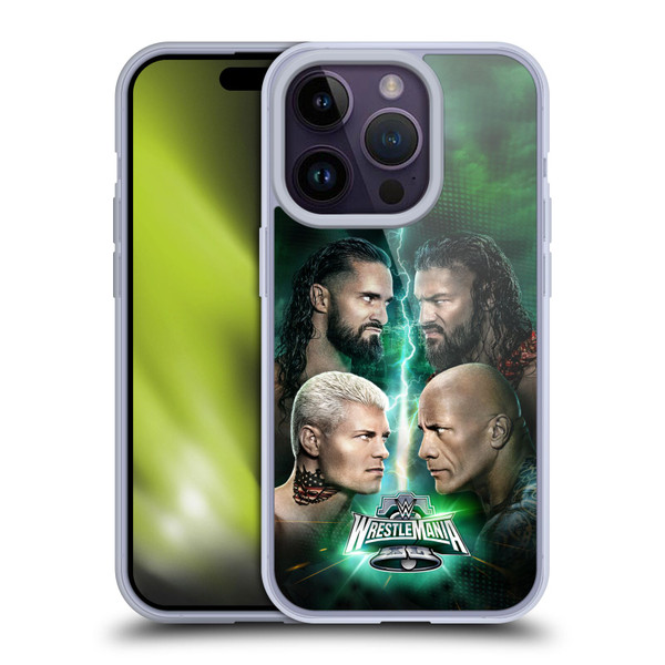 WWE Wrestlemania 40 Key Art Poster Soft Gel Case for Apple iPhone 14 Pro