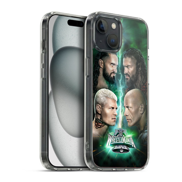 WWE Wrestlemania 40 Key Art Poster Soft Gel Case for Apple iPhone 15 Plus & MagSafe
