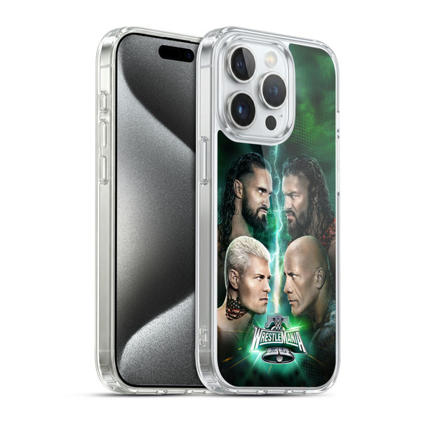 WWE Wrestlemania 40 Key Art Poster Soft Gel Case for Apple iPhone 15 Pro & MagSafe