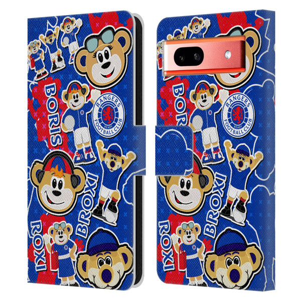 Rangers FC Crest Mascot Sticker Collage Leather Book Wallet Case Cover For Google Pixel 7a