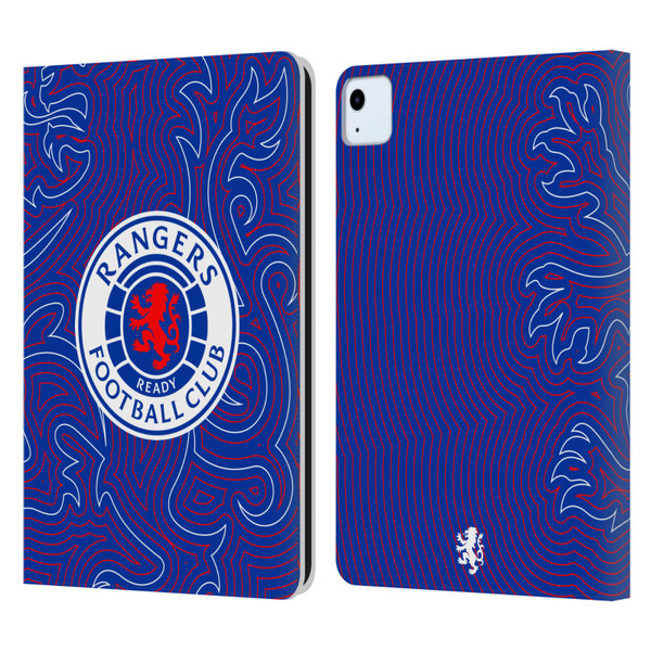 Rangers FC Crest Lion Pinstripes Pattern Leather Book Wallet Case Cover For Apple iPad Air 11 2020/2022/2024