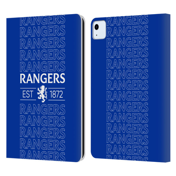 Rangers FC Crest Typography Leather Book Wallet Case Cover For Apple iPad Air 11 2020/2022/2024