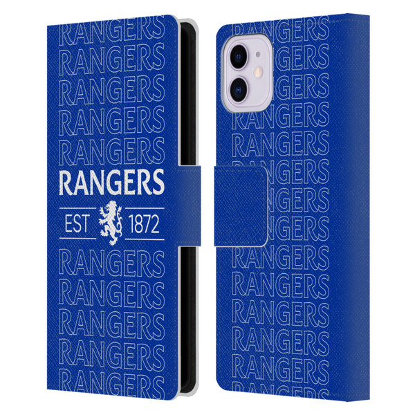 Rangers FC Crest Typography Leather Book Wallet Case Cover For Apple iPhone 11