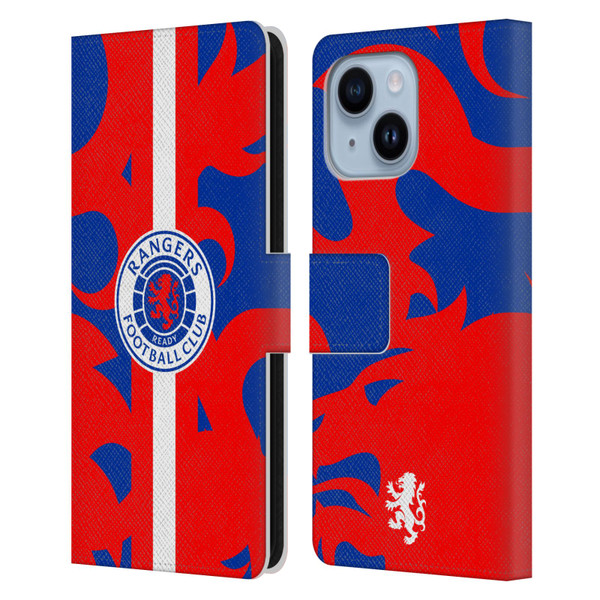 Rangers FC Crest Lion Rampant Pattern Leather Book Wallet Case Cover For Apple iPhone 14 Plus