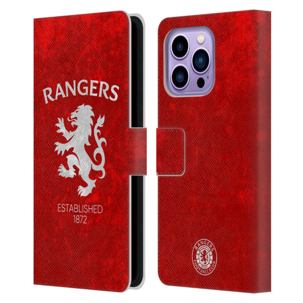 Rangers FC Crest Lion Rampant Leather Book Wallet Case Cover For Apple iPhone 14 Pro Max