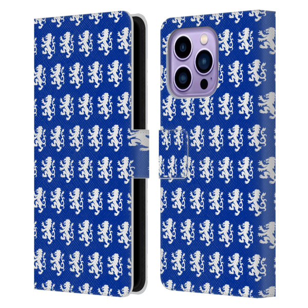 Rangers FC Crest Pattern Leather Book Wallet Case Cover For Apple iPhone 14 Pro Max