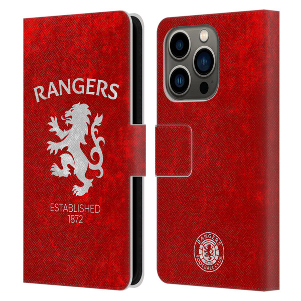 Rangers FC Crest Lion Rampant Leather Book Wallet Case Cover For Apple iPhone 14 Pro