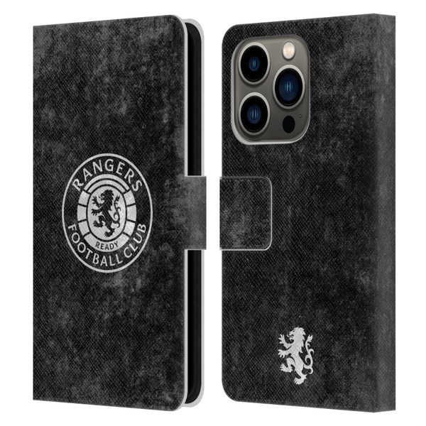 Rangers FC Crest Distressed Leather Book Wallet Case Cover For Apple iPhone 14 Pro