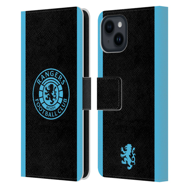 Rangers FC Crest Light Blue Leather Book Wallet Case Cover For Apple iPhone 15