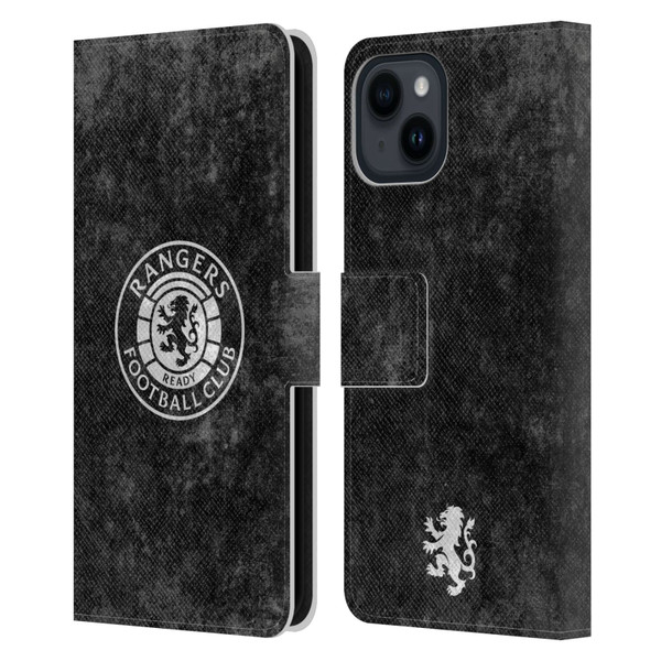 Rangers FC Crest Distressed Leather Book Wallet Case Cover For Apple iPhone 15