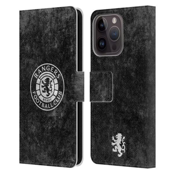 Rangers FC Crest Distressed Leather Book Wallet Case Cover For Apple iPhone 15 Pro