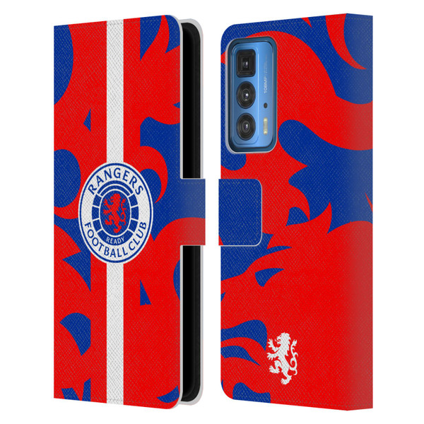 Rangers FC Crest Lion Rampant Pattern Leather Book Wallet Case Cover For Motorola Edge 20 Pro