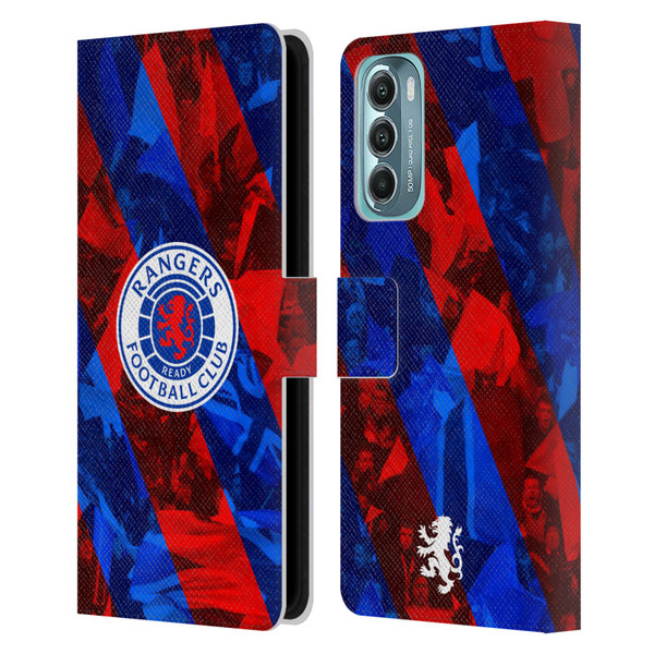 Rangers FC Crest Stadium Stripes Leather Book Wallet Case Cover For Motorola Moto G Stylus 5G (2022)
