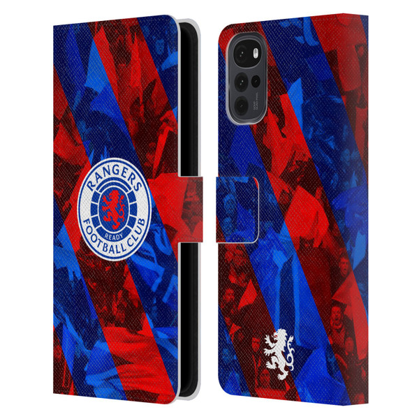 Rangers FC Crest Stadium Stripes Leather Book Wallet Case Cover For Motorola Moto G22