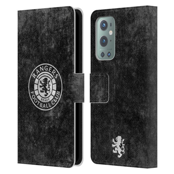Rangers FC Crest Distressed Leather Book Wallet Case Cover For OnePlus 9