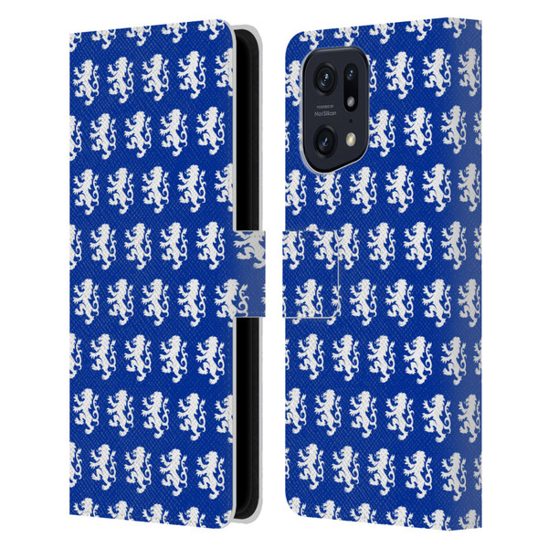 Rangers FC Crest Pattern Leather Book Wallet Case Cover For OPPO Find X5