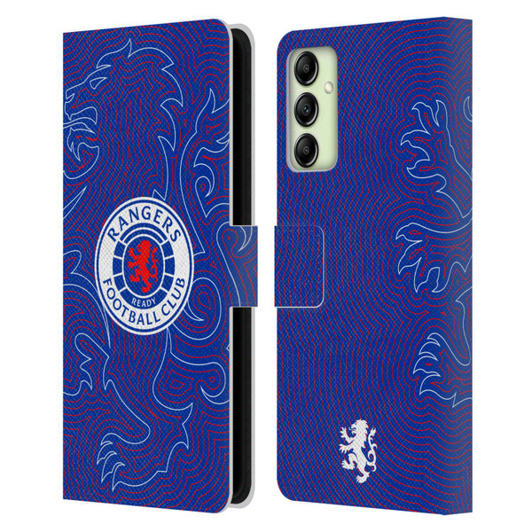 Rangers FC Crest Lion Pinstripes Pattern Leather Book Wallet Case Cover For Samsung Galaxy A14 5G