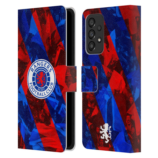 Rangers FC Crest Stadium Stripes Leather Book Wallet Case Cover For Samsung Galaxy A33 5G (2022)