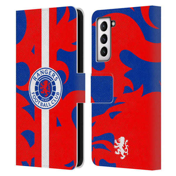 Rangers FC Crest Lion Rampant Pattern Leather Book Wallet Case Cover For Samsung Galaxy S21 5G
