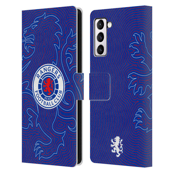 Rangers FC Crest Lion Pinstripes Pattern Leather Book Wallet Case Cover For Samsung Galaxy S21+ 5G