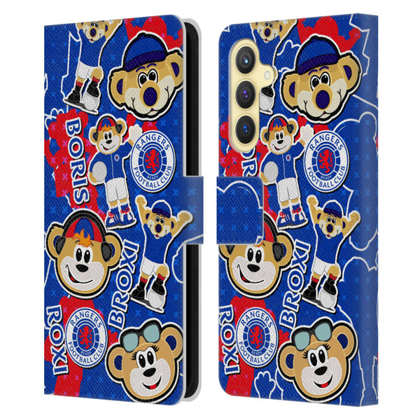 Rangers FC Crest Mascot Sticker Collage Leather Book Wallet Case Cover For Samsung Galaxy S23 FE 5G