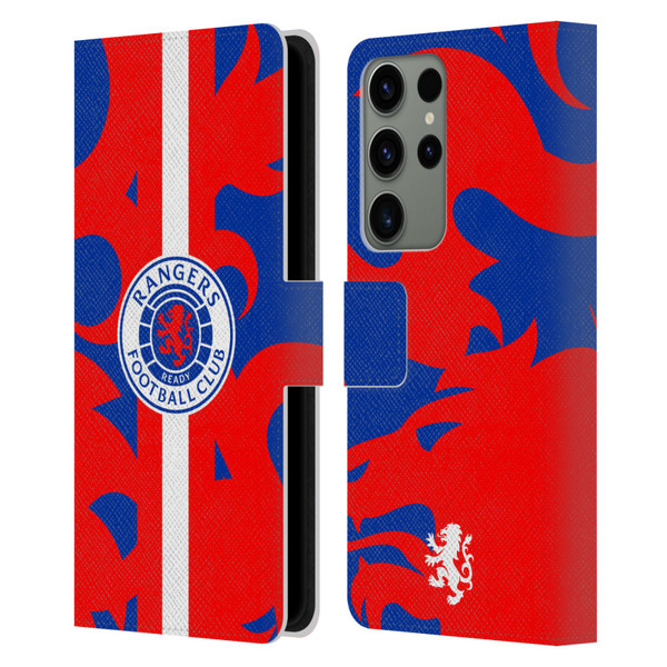 Rangers FC Crest Lion Rampant Pattern Leather Book Wallet Case Cover For Samsung Galaxy S23 Ultra 5G