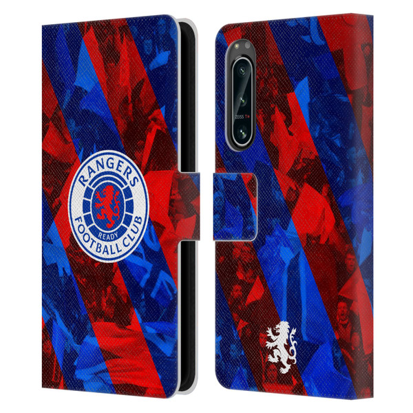 Rangers FC Crest Stadium Stripes Leather Book Wallet Case Cover For Sony Xperia 5 IV