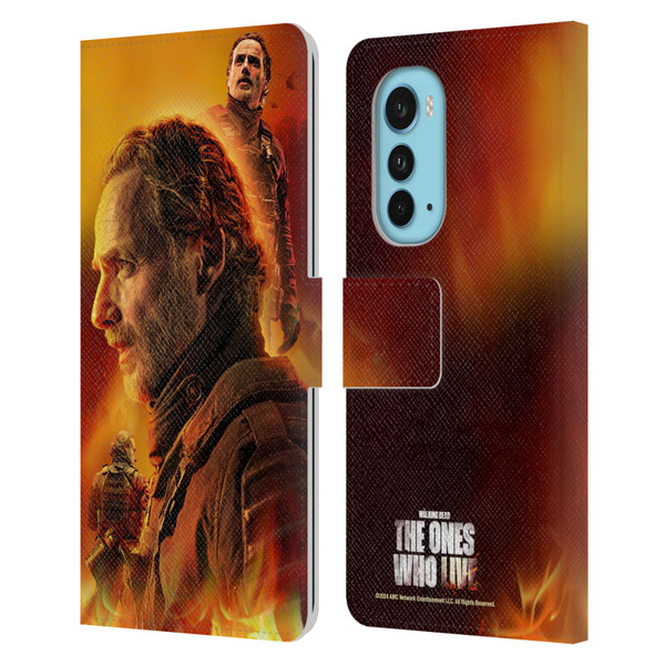 The Walking Dead: The Ones Who Live Key Art Rick Leather Book Wallet Case Cover For Motorola Edge (2022)