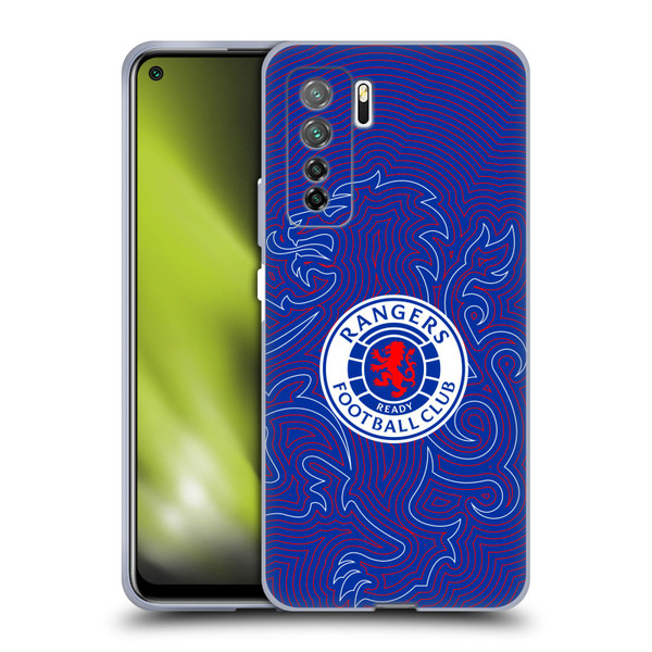 Rangers FC Crest Lion Pinstripes Pattern Soft Gel Case for Huawei Nova 7 SE/P40 Lite 5G