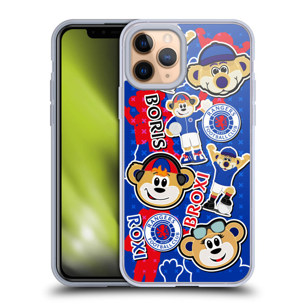 Rangers FC Crest Mascot Sticker Collage Soft Gel Case for Apple iPhone 11 Pro