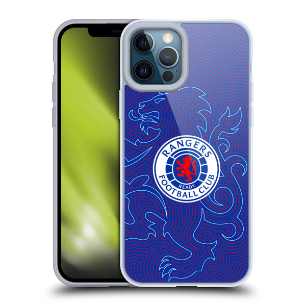 Rangers FC Crest Lion Pinstripes Pattern Soft Gel Case for Apple iPhone 12 Pro Max & MagSafe
