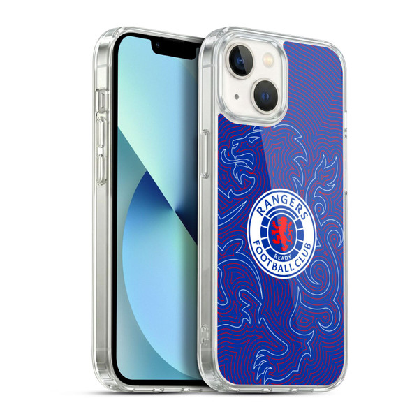 Rangers FC Crest Lion Pinstripes Pattern Soft Gel Case for Apple iPhone 13