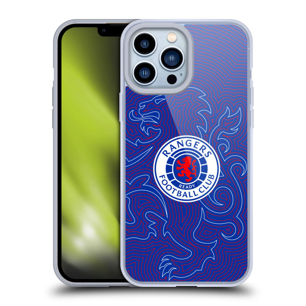 Rangers FC Crest Lion Pinstripes Pattern Soft Gel Case for Apple iPhone 13 Pro Max & MagSafe