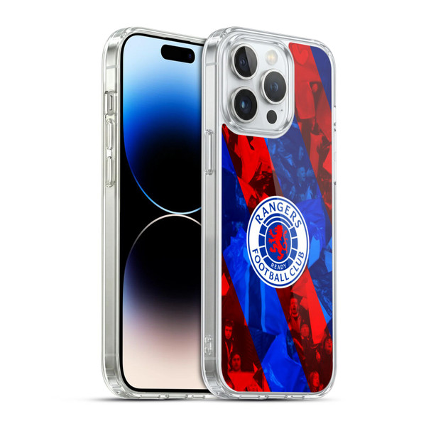 Rangers FC Crest Stadium Stripes Soft Gel Case for Apple iPhone 14 Pro Max & MagSafe