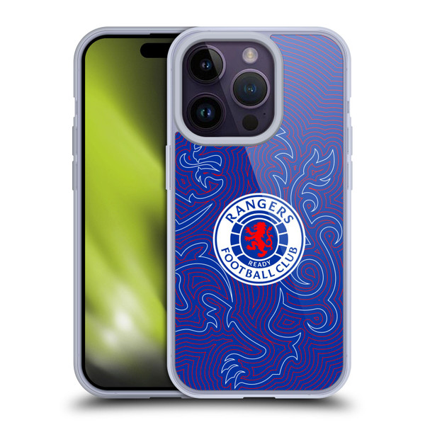 Rangers FC Crest Lion Pinstripes Pattern Soft Gel Case for Apple iPhone 14 Pro