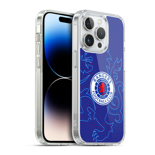 Rangers FC Crest Lion Pinstripes Pattern Soft Gel Case for Apple iPhone 14 Pro & MagSafe