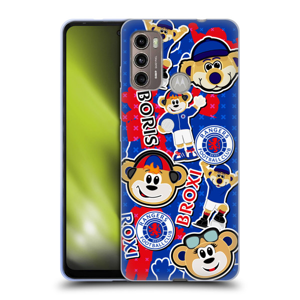 Rangers FC Crest Mascot Sticker Collage Soft Gel Case for Motorola Moto G60 / Moto G40 Fusion