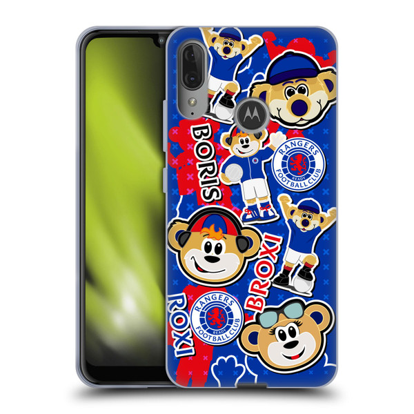 Rangers FC Crest Mascot Sticker Collage Soft Gel Case for Motorola Moto E6 Plus