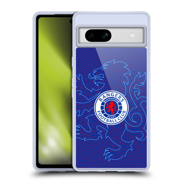 Rangers FC Crest Lion Pinstripes Pattern Soft Gel Case for Google Pixel 7a