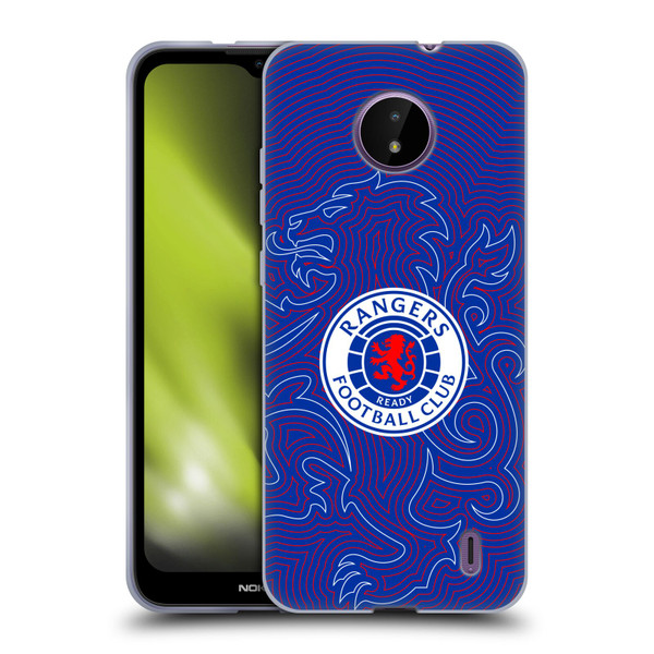 Rangers FC Crest Lion Pinstripes Pattern Soft Gel Case for Nokia C10 / C20