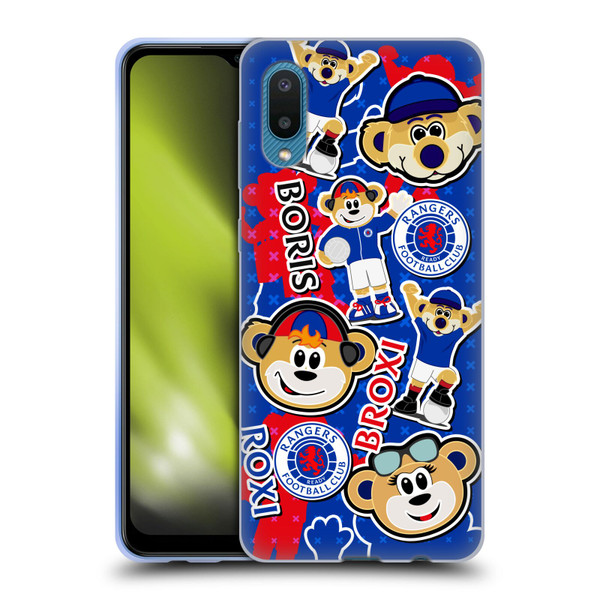 Rangers FC Crest Mascot Sticker Collage Soft Gel Case for Samsung Galaxy A02/M02 (2021)