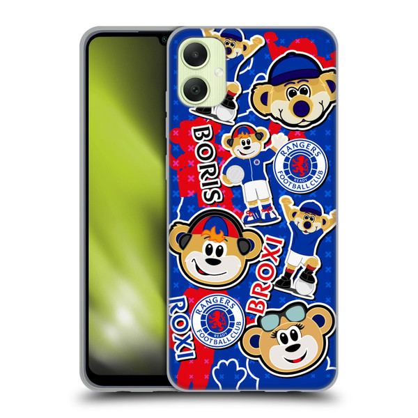 Rangers FC Crest Mascot Sticker Collage Soft Gel Case for Samsung Galaxy A05