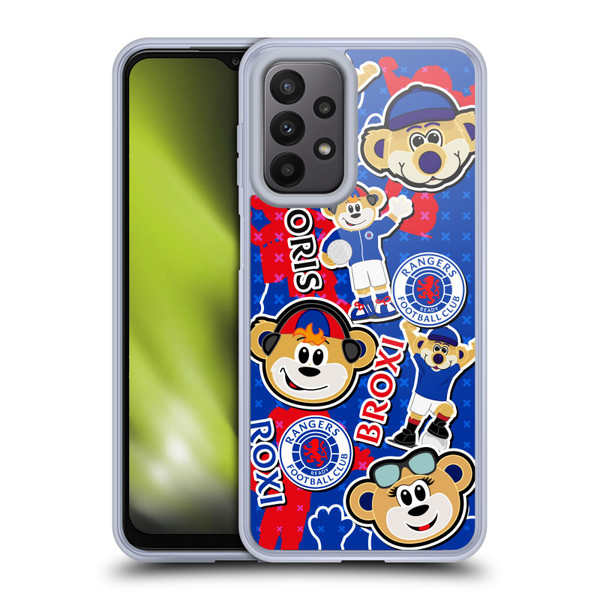 Rangers FC Crest Mascot Sticker Collage Soft Gel Case for Samsung Galaxy A23 / 5G (2022)